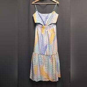 NWT ML Monique Lhuillier Poplin Eyelet Cut Out Dress Size 8